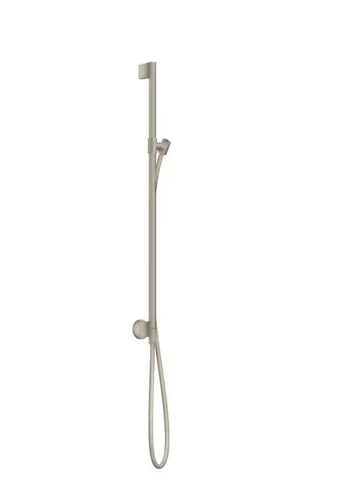 Brausestange mit Wandanschluss und Brauseschlauch in gebürstetem Nickel. Design von AXOR, geeignet für die Installation in modernen Badezimmern.